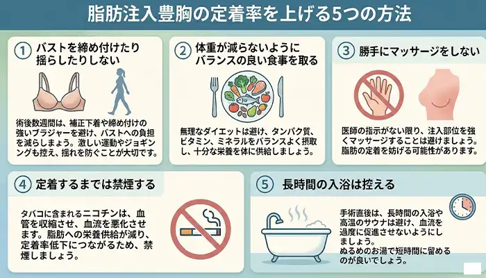 脂肪注入豊胸の定着率を上げる5つの方法